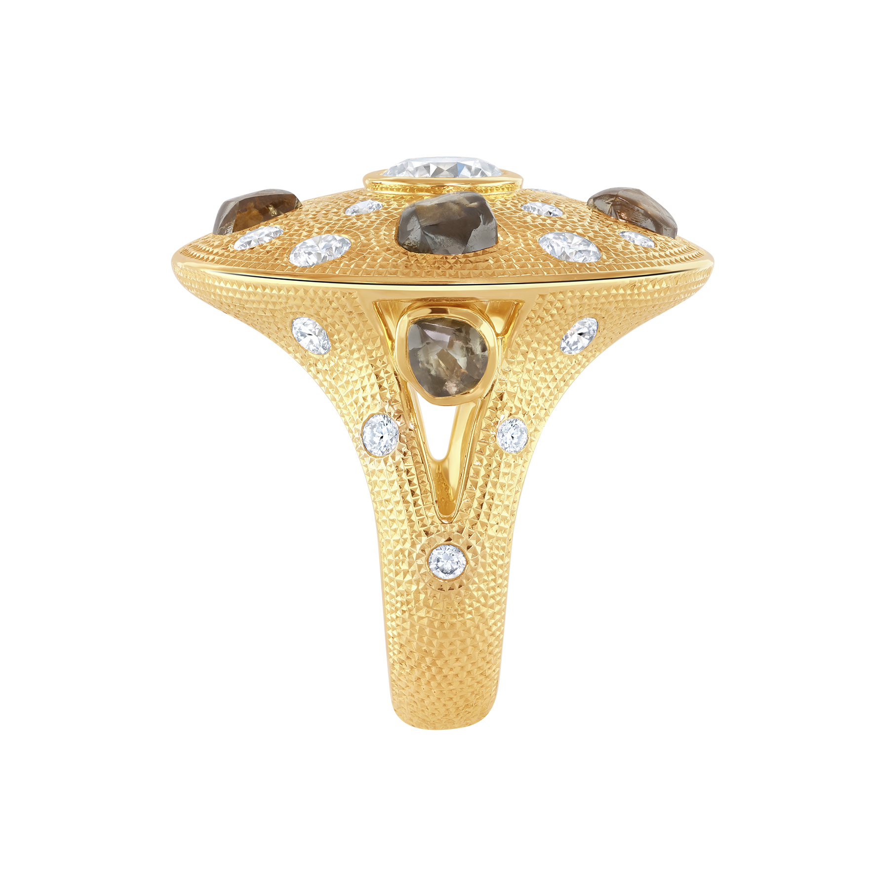 Talisman bague de beers diamants bruts et blancs